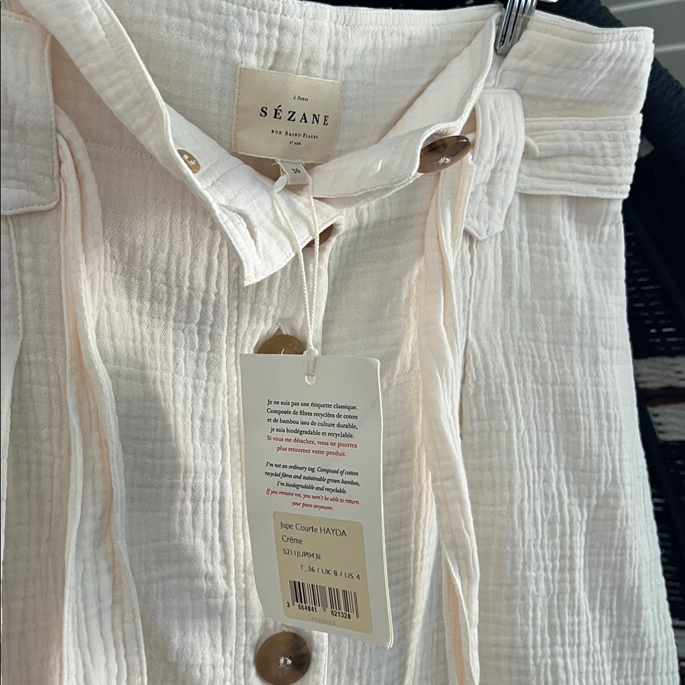 Sezane Jupe Courte Hayda Skirt with Tie Waist 36 - Picture 5 of 6